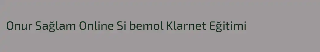 Onur Sağlam Online Si bemol Klarnet Eğitimi
